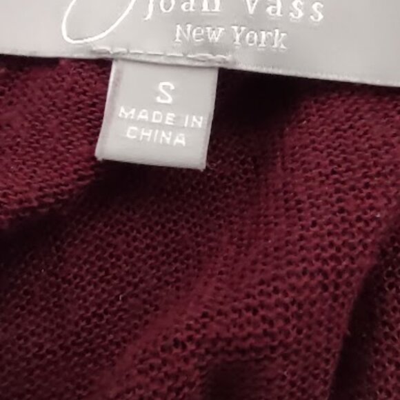 JOAN VASS CRANBERRY SHEER COWLED OPEN FRONT OVERSIZED VERY LONG SWEATER SIZE S - Picture 6 of 8